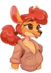 absurd_res activision anthro better_version_at_source clothed clothing corelle-vairel female hair half-length_portrait hi_res kangaroo macropod mammal marsupial portrait red_hair sheila_(spyro) signature simple_background smile solo spyro_the_dragon video_games 