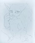  absurd_res anus breasts claws clothing digimon digimon_(species) felid female fur gatomon genitals gloves graphite_(artwork) handwear hi_res isodoma mammal monochrome navel nervous pawpads paws pencil_(artwork) pussy raised_tail sitting small_breasts smile solo spread_legs spreading tail_tuft traditional_media_(artwork) tuft 