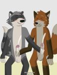  absurd_res bodily_fluids canid canine cum ethan_blade eyes_closed genital_fluids hi_res male male/male mammal maned_wolf mutual_masturbation nahte_forest procyonid raccoon roquemapache_(artist) sweat 