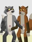  absurd_res anthro blush bodily_fluids canid canine duo ethan_blade hi_res male male/male mammal maned_wolf mutual_masturbation nahte_forest procyonid raccoon roquemapache_(artist) sweat 