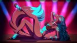  16:9 2018 anthro blue_hair breasts canid canine clothed clothing female fox freya_(zionsangel) hair lynjox lynxyjones mammal midriff navel purple_eyes smile solo widescreen 