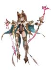  &gt;:) 1girl absurdres animal_ears arrow_(projectile) bangs bow_(weapon) breasts brown_hair butterfly_wings cat_ears cleavage derivative_work erune full_body granblue_fantasy hair_ornament high_heels highres holding holding_weapon kazeno leotard light_brown_hair long_hair long_sleeves looking_at_viewer metera_(granblue_fantasy) midriff mole mole_under_mouth navel see-through sidelocks small_breasts smile solo thighhighs twintails v-shaped_eyebrows weapon white_background white_legwear wings 