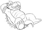  anthro black_and_white bodily_fluids bowser cuffs_(disambiguation) male mario_bros matsutzu monochrome nintendo open_mouth overweight overweight_anthro overweight_male simple_background sketch slightly_chubby solo spikes sweat teeth_showing thegreatmatsutzu tongue_showing video_games white_background 