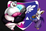  anthro armwear big_breasts breasts clothing cosplay duo elbow_gloves female gloves handwear huge_breasts hyper hyper_breasts legwear lips lipstick makeup nipples overweight overweight_female rouge_the_bat size_difference sonic_the_hedgehog_(series) thick_lips thigh_highs toriel undertale video_games xanderdwulfe 