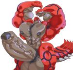  2020 5_fingers anthro armpit_hair balls big_balls big_muscles big_penis body_hair brown_nipples erection fingers flexing foreskin genitals grin groudon hi_res huge_balls huge_muscles huge_penis humanoid_genitalia humanoid_penis hyper hyper_balls hyper_genitalia hyper_muscles hyper_penis legendary_pok&eacute;mon male multicolored_body muscular muscular_anthro muscular_male nintendo nipples penis pok&eacute;mon pok&eacute;mon_(species) pubes red_body remert simple_background smile solo spikes spikes_(anatomy) teeth two_tone_body uncut video_games white_background yellow_eyes yellow_sclera 
