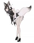  1girl animal_ears ass atelier_live bent_over chai_(yueko_(jiayue_wu)) crossed_legs english_commentary fox_ears fox_tail from_behind hand_on_hip high_heels looking_back solo tail virtual_youtuber yellow_eyes yueko_(jiayue_wu) 