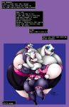  anthro areola areola_slip asriel_dreemurr big_breasts breasts bulge cosplay crossgender dialogue_box duo eyelashes eyeshadow female gynomorph huge_breasts hyper hyper_breasts intersex intersex/female lips lipstick makeup nipples overweight overweight_female size_difference thick_lips toriel undertale video_games xanderdwulfe 