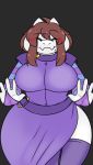  &lt;3 alternate_species anthro big_breasts blush bodily_fluids boss_monster bovid breasts brown_hair caprine clothing curvy_figure fangs female goat hair hi_res horn huge_breasts legwear mammal on_glass protagonist_(undertale) ring robertge solo stockings sweat undertale video_games voluptuous wide_hips 