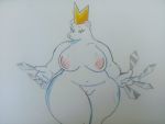  4:3 anthro big_breasts breasts claws crown elemental_creature eyelashes female fur genitals headgear hi_res ice_vellumental mammal mario_bros meowfuck5 nintendo nipples olivia_(mario) paper_mario paper_mario:_the_origami_king polar_bear pussy sharp_claws simple_background solo thick_thighs ursid ursine video_games white_background white_body white_fur wide_hips 