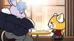 aggressive_retsuko ailurid anthro asinus bedroom_eyes big_muscles blush bodily_fluids bulge clothing donkey duo edit equid equine eye_contact female genitals huge_muscles hyper hyper_genitalia hyper_muscles looking_at_another male mammal muscular narrowed_eyes red_panda retsuko rompinpomps sanrio seductive stubble sweat tadano_(aggretsuko) 