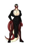  absurd_res anthro big_breasts breasts cleavage clothed clothing female hi_res huge_breasts jewelry necklace non-mammal_breasts reptile sagestrike2_(artist) scalie snake solo 
