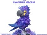  ambiguous_gender avian bird blue_body blue_feathers cryptid-creations elemental_creature english_text feathered_wings feathers feral flora_fauna flower humor hyacinth_(flower) hyacinth_macaw macaw neotropical_parrot parrot plant pun purple_eyes simple_background solo text true_parrot url visual_pun white_background wings yellow_body yellow_feathers 