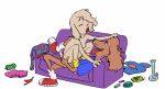  alcohol animated anthro beer beverage bong canid canine canis cowgirl_position domestic_dog drugs duo female furniture juvira love male male/female mammal marijuana on_bottom on_top sex short_playtime sofa 