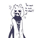  1:1 2020 anthro asriel_dreemurr_(god_form) blush bovid caprine clothing crackers embarrassed english_text fangs goat horn looking_at_viewer mammal simple_background text undertale video_games 