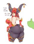  absurd_res after_spanking alexstrasza animal_humanoid armor big_butt blizzard_entertainment bodily_fluids breasts butt disembodied_hand dragon dragon_humanoid duo embarrassed english_text female gesture hand_on_butt hi_res horn huge_butt humanoid orc side_boob solo_focus sundown_(artist) sweat text thick_thighs thumbs_up video_games warcraft wide_hips 