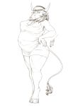  absurd_res anthro bovid bovine clothing dress european_mythology female greek_mythology hair hi_res hooves horn looking_at_viewer mammal minotaur munsu89 mythology nihea_avarta nipple_outline pregnant solo 