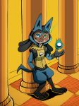  3:4 anthro clothing columns cosplay costume crossover crossover_cosplay heterochromia jake_thumpings lagomorph leporid lucario male mammal nintendo pillars pok&eacute;mon pok&eacute;mon_(species) rabbit sans_(undertale) sendraxmon solo undertale video_games 