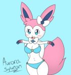  anthro aurora_sylveon aurorasylveon bikini blush breasts clothing eeveelution female looking_at_viewer nintendo pok&eacute;mon pok&eacute;mon_(species) solo swimwear sylveon video_games 