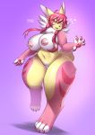 &lt;3 absurd_res anthro areola big_breasts breasts canid canine female fennec fox fur hi_res looking_at_viewer mammal multicolored_body multicolored_fur nipples nude ocaritna on_one_leg pawpads paws simple_background smile smiling_at_viewer solo standing 