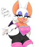  absurd_res anthro breasts chiropteran cleavage clothed clothing dialogue female hi_res mammal rouge_the_bat simmsyboy solo sonic_the_hedgehog_(series) 