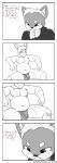  absurd_res beard belly black_and_white briefs bulge canid canine canis canis_(canisfidelis) canisfidelis chubby_male clothing comic domestic_dog english_text facial_hair hi_res hoodie humor lagomorph leporid male mammal monochrome rabbit shiba_inu slightly_chubby solo spitz text thinking topwear underwear 