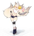  akita anthro bell beverage canid canine canis clothed clothing domestic_dog eyes_closed female hand_on_hip hi_res jellyenvy mammal miki_(jealousjelly) milkshake rollerskates simple_background skimpy solo spitz tight_clothing white_background 