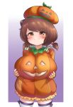  1girl breasts draph dress granblue_fantasy halloween halloween_costume highres jack-o&#039;-lantern large_breasts oppai_loli petite pldf pumpkin pumpkin_hat short_stack yaia_(granblue_fantasy) 