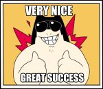  ambiguous_gender eyewear feral gesture hi_res image_macro impact_(font) meme nintendo pok&eacute;mon pok&eacute;mon_(species) ponporio_(artist) reaction_image solo sunglasses text thumbs_up typhlosion video_games 