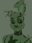  animatronic anthro eyebrows five_nights_at_freddy&#039;s five_nights_at_freddy&#039;s_3 flowerbabbiie fur green_background green_body green_fur green_sclera half-closed_eyes head_tuft hi_res lagomorph leporid long_ears machine male mammal multicolored_body multicolored_fur narrowed_eyes notched_ear rabbit robot simple_background smile solo springtrap_(fnaf) teeth tuft undead video_games white_eyes 
