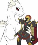  anthro armor black_sclera breasts dragon female horn humanoid male red_eyes simple_background tagme unknown_artist white_background 
