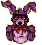  2017 alpha_channel animatronic anthro black_nose bonnie_(fnaf) cheek_tuft eyebrows facial_tuft five_nights_at_freddy&#039;s fur glowing glowing_eyes head_tuft inner_ear_fluff juliart15 lagomorph leporid machine male mammal purple_body purple_fur rabbit red_eyes ribbons robot signature simple_background smile solo transparent_background tuft video_games 