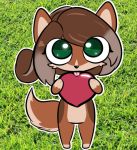  &lt;3 anthro big_eyes brown_body brown_fur canid canine canis domestic_dog female fluffy fluffy_tail fur green_eyes herding_dog lilcone mammal pastoral_dog sagezilla solo telegram_stickers tongue tongue_out welsh_corgi 