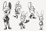  2015 anthro blush bukoya-star clothed clothing disney fully_clothed fur hat headgear headwear holding_object judy_hopps lagomorph leporid mammal monochrome multiple_positions rabbit safety_vest simple_background solo white_background zootopia 