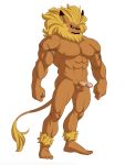  anthro digimon digimon_(species) erection felid genitals hi_res humanoid leomon lion male mammal pantherine penis solo zetsubouironfang 