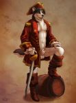  animal_genitalia anthro balls bask boots border_collie canid canine canis clothing collie domestic_dog footwear genitals grayson_starbone hat headgear headwear herding_dog looking_at_viewer male mammal melee_weapon pastoral_dog sheath sheepdog smile solo step_pose sword weapon 