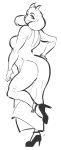  2020 absurd_res anklet anthro boss_monster bovid caprine clothed clothing dress female floppy_ears footwear goat hand_on_hip hi_res high_heels horn jewelry looking_back mammal monochrome raised_leg shoes simple_background sketch slit_dress smile solo spikedmauler standing thick_thighs toriel undertale video_games white_background 