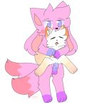  2_tails anthro balls bodily_fluids canid canine cookie_(octovore) duo ejaculation feather_(octovore) female fluffy fluffy_tail fox genital_fluids genitals hybrid male male/female mammal multi_tail octovore penis pussy pussy_ejaculation pussy_juice sex 
