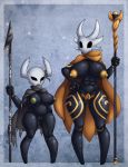  absurd_res animal_humanoid anthro arthropod arthropod_humanoid artist-apprentice587 big_breasts black_body black_sclera black_skin blush bound breasts cape cape_only clothing fan_character female genitals hi_res hollow_knight humanoid insect insect_humanoid mostly_nude nipples pussy short_stack size_difference team_cherry vessel_(species) video_games weapon 