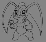  2020 alien artbro black_and_grey carrot dark_end_(stitch!) digital_drawing_(artwork) digital_media_(artwork) disney experiment_(lilo_and_stitch) food fur grey_background greyscale hair holding_food holding_object lilo_and_stitch long_ears looking_at_viewer monochrome plant simple_background sketch smile solo standing stitch! vegetable 