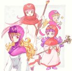  1girl blonde_hair blue_eyes dragon_quest dragon_quest_ii fantasy one_eye_closed pink_hair princess_of_moonbrook purple_hair red_eyes robe simple_background staff thumbs_up yuza 