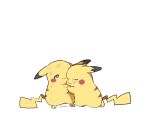  ban_(3551702) closed_eyes closed_mouth commentary_request crying gen_1_pokemon holding_hands hug looking_at_another pikachu pokemon scrape signature smile tears white_background 