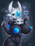  2020 ambiguous_gender animal_humanoid arthropod arthropod_humanoid artist-apprentice587 between_breasts big_breasts black_body black_sclera black_skin blue_nipples blush breasts cape clitoris clothed clothing fan_character fecharis female genitals hi_res hollow_knight humanoid insect insect_humanoid lampy_(artist-apprentice587) nipples not_furry nude pussy team_cherry vessel_(species) video_games wide_hips 