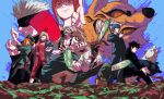  3girls 5boys ahegao baggy_pants bang bangs black_legwear black_nails black_pants black_skirt blonde_hair blood blood_on_ground bloody_weapon boots brown_hair business_suit chainsaw chainsaw_man collared_shirt crossover dark_persona demon demon_boy demon_girl demon_horns denji_(chainsaw_man) eye_mask fighting_stance finger_gun fingernails formal fox fushiguro_megumi gojou_satoru green_blood hammer hand_gesture hayakawa_aki_(chainsaw_man) highres holding holding_hammer holding_nail holding_weapon hood hoodie horns hybrid itadori_yuuji jujutsu_kaisen kneeling kugisaki_nobara light_smile long_hair looking_at_another looking_at_viewer makima_(chainsaw_man) multiple_boys multiple_girls nail open_mouth orange_hair pants pink_pants pink_shirt power_(chainsaw_man) red_horns ringed_eyes ryoumen_sukuna_(jujutsu_kaisen) school_uniform serious sharp_fingernails sharp_teeth shirt shirt_tucked_in shirtless skirt sleeves_rolled_up smile spiked_hair suit tattoo teeth tina_fate tongue tongue_out transformation very_long_hair weapon white_shirt yellow_eyes 