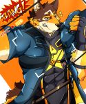  alex168wang anthro barrel_(live-a-hero) canid canine canis clothing cowboy hat headgear headwear hi_res live-a-hero male mammal muscular muscular_anthro muscular_male solo spandex superhero tight_clothing wolf 