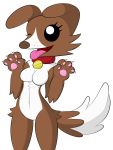  3:4 alpha_channel anthro black_background brown_body brown_fur canid canine canis collar domestic_dog dreameclipsewolf female friendship_is_magic fur hasbro hi_res mammal my_little_pony paws simple_background smile solo tongue tongue_out white_body white_fur winona_(mlp) 