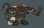  2018 4_fingers ambiguous_gender armor barraki batoid billfrancois bionicle biped black_body claw_(weapon) claws digital_drawing_(artwork) digital_media_(artwork) fingers fish humanoid lego looking_at_viewer machine mandibles manta_ray mantax marine pincher red_eyes robot sharp_teeth simple_background solo spikes spikes_(anatomy) teeth 