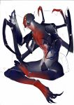  anthro arachnid arthropod arthropod_webbing blue_body claws dratex hi_res male marvel multi_eye multi_limb multicolored_body red_body simple_background sitting solo spider spider-man_(character) spider-man_(series) two_tone_body white_background yellow_eyes 