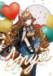  1girl animal_ears anya_pandaria atelier_live balloon brown_hair character_name daenarys heart_balloon highres long_hair looking_at_viewer sitting solo 