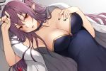  breasts canape cleavage dungeon_and_fighter long_hair pointed_ears purple_hair 