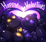 &lt;3 2019 abstract_background anthro breasts digital_drawing_(artwork) digital_media_(artwork) drone duo english_text female gas_mask glowing glowing_eyes hazmat hazmat_suit hi_res holidays looking_at_viewer mammal mask meganemausu murid murine purple_eyes rat rodent rubber simple_background smile squeakit text yellow_eyes 
